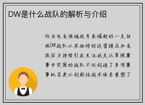 DW是什么战队的解析与介绍